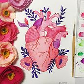Anatomical Heart Watercolor . Traditional illustration, Watercolor Painting, Acr, and lic Painting project by jesky23 - 05.15.2020