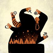 NIGHT OF THE FIVE RELIGIONS. Traditional illustration project by Fatinha Ramos - 05.16.2020