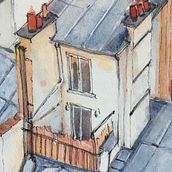 Project II - Paris Roofscape. Architecture, Traditional illustration, and Watercolor Painting project by Tess - 05.17.2020