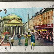 Plaza del Panteón en Roma. Drawing project by marcelo roberto martinelli - 05.17.2020