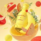  Diseño de sets en 3D para productos.... Banana & Apple. 3D, Art Direction, and 3D Design project by Juan Fernando Gonzalez - 05.17.2020