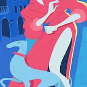 A Lady and her Greyhound. Un proyecto de Diseño de personajes, Ilustración digital e Ilustración tradicional de Joana Neves - 02.12.2019