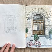 Applying What I've Learned from Architectural Sketching with Watercolour and Ink. Architectural Illustration, Sketching, and Watercolor Painting project by Corinne Steyn - 05.18.2020