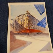 My project in Architectural Sketching with Watercolor and Ink course. Desenho a lápis, e Pintura em aquarela projeto de andrew_d_redding_1 - 19.05.2020