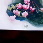 Magnolias en negativo . Watercolor Painting project by pilarherce1966 - 06.01.2020