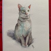 Mi gatito Clemente. Watercolor Painting project by Paulina Brito - 05.21.2020