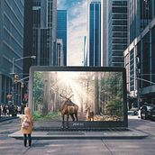 Surrealistic Photomontage: "A Laptop in New York". Projekt z dziedziny  Kompoz, cja w fotografii i Postprodukcja fotograficzna użytkownika Matteo Candelaresi - 22.05.2020