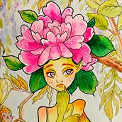 Mi Proyecto del curso: Animalario botánico: HADA PENSANTE (Acuarela & Tinta). Pintura em aquarela, Desenho e Ilustração com tinta projeto de Diego Navarro Montoya - 24.05.2020