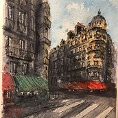 Parisian street. Watercolor Painting project by Ed - 05.23.2020