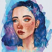 Galaxy Girl. Watercolor Painting project by Stephanie Shimerdla - 05.24.2020