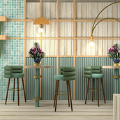 ÁFRICA RESTAURANT. 3D, Digital Architecture, Interior Architecture, Decoration, Design, Retail Design, Interior Design, Furniture Design, Making, and 3D Modeling project by Romina Pavon - 05.25.2020