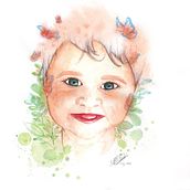 Mi Proyecto del curso: Retrato de mi hija ilustrado en acuarela Ein Projekt aus dem Bereich Traditionelle Illustration, Digitale Illustration und Aquarellmalerei von Nidia Rubio Oviedo - 25.05.2020