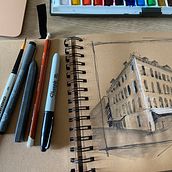 My project in Architectural Sketching with Watercolor and Ink course. Architectural Illustration project by Sue Olsen-Allen - 05.25.2020