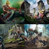 Dino Beasts - Board Game. Concept Art, Game Design, Digital Illustration, Stor, and telling project by Rai Serrano - 05.31.2020