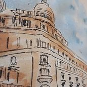 Cairo Downtown old buliding_Architectural Sketching with Watercolor & Ink. Architectural Illustration project by Kamal Omar - 06.01.2020