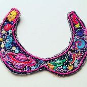 Collar Babero "Universo" Ein Projekt aus dem Bereich H, werk, Stickerei, Nähen, Erweiterungsentwicklung, Schmuckdesign und Aquarellmalerei von Yadira García - 01.06.2020