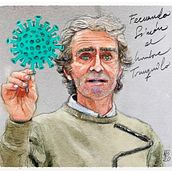 Fernando Simón, el hombre tranquilo. Fine Arts, Drawing, Artistic Drawing, Portrait Drawing, Digital Drawing, Traditional illustration, Digital Illustration, and Watercolor Painting project by Manuel Pérez Báñez - 06.02.2020