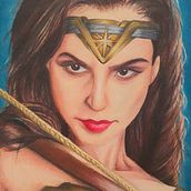 Retrato realista con lápices de colores; Wonder Woman. Portrait Drawing, and Realistic Drawing project by Andrea Vivanco Peña - 06.03.2020