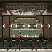 Cocktail Bar in Stockholm. 3D, Architecture, Interior Architecture, 3D Design, Architectural Illustration, Interior Decoration, and 3D Modeling project by Cosmorama Visuals - 06.04.2020