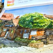 The Bicycle Shop. Painting, Traditional illustration, Sketchbook, Sketching, and Watercolor Painting project by Rene Enriquez - 06.07.2020