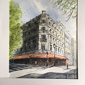 My project in Architectural Sketching with Watercolor and Ink course. 3D Modeling project by Nick Stobart - 06.08.2020