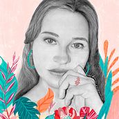 Mi Proyecto del curso: Retrato con lápiz, técnicas de color y Photoshop. Portrait Drawing, Traditional illustration, and Botanical Illustration project by ISC - 06.10.2020