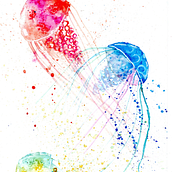 Meu projeto jellyfish do curso: Técnicas modernas de aquarela. Un proyecto de Dibujo artístico, Ilustración tradicional y Pintura a la acuarela de Vanessa Teixeira - 11.06.2020