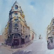 My First project in Architectural Sketching with Watercolor and Ink course. Un progetto di Illustrazione architettonica e Pittura ad acquerello di bbasia - 12.06.2020