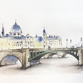 Pont Notre-Damé Paris. Pintura em aquarela projeto de Cristina Martínez Ponce - 14.06.2020