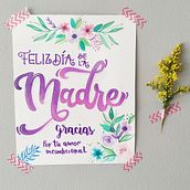 Tarjeta día de la madre. H, Lettering, Lettering, and Watercolor Painting project by Claudia Giraldo - 06.17.2020