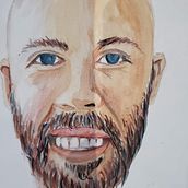 Front portrait of my hubby. Watercolor Painting project by vera_naing - 06.18.2020