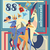 Los Galgos Bar poster. Design de cartaz, Ilustração tradicional, Ilustração digital e Ilustração vetorial projeto de Patricio Oliver - 18.06.2020