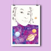 Projeto Final Curso Retrato (AUTORETRATO galáctico). Un progetto di Disegno, Pittura ad acquerello e Ritocco fotografico di Marina Prado - 19.06.2020