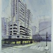 Architectural Sketch with watercolor 2. Architectural Illustration, and Watercolor Painting project by Jose Eduardo Borba Pereira - 06.20.2020