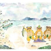 Mapaches Wasshoi!. Un progetto di Illustrazione tradizionale, Illustrazione digitale e Pittura ad acquerello di Laura Estefania Santiago Rocha - 21.06.2020