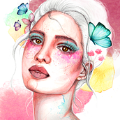Mi Proyecto del curso: Retrato ilustrado en acuarela. Portrait Drawing, Digital Illustration, and Watercolor Painting project by Saira Lagunas - 06.21.2020