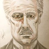 Desenho Godfather. Film, Drawing, Pencil Drawing, Artistic Drawing, Portrait Drawing, and Realistic Drawing project by Rafael Cohen - 06.22.2020