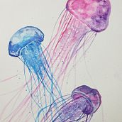 Jellyfish. Watercolor Painting project by Janet - 06.23.2020