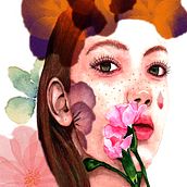 Chica floral . Traditional illustration project by pilarherce1966 - 06.28.2020