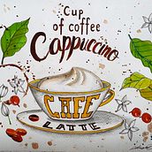 Cafe latte: ilustração em aquarela. Traditional illustration project by Adriana Nogueira - 06.24.2020