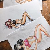 Proyecto chica Pin Up, 3 intentos. Comic, Drawing, Artistic Drawing, Traditional illustration, Painting, and Watercolor Painting project by José Luis Nicasio - 06.21.2020