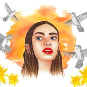 Proyecto final retrato, acuarela y lápiz. Un proyecto de Creatividad, Dibujo artístico, Dibujo de Retrato y Pintura a la acuarela de Alexandra - 25.06.2020