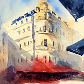 My project in Architectural Sketching with Watercolor and Ink course. Een project van Aquarelschilderen van mainakdg - 26.06.2020
