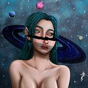 meu projeto final, SPACE GIRL BLACK HOLLOW EYES. Digital Drawing project by Pedro Henrique - 06.26.2020