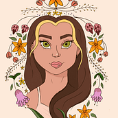 Mi Proyecto del curso: Retrato ilustrado con elementos botánicos. Animation project by Andrea Pérez Pozo - 06.28.2020