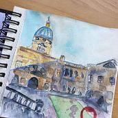 My project in Architectural Sketching with Watercolor and Ink course. Watercolor Painting project by Anna Zhukova - 06.28.2020