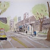 Paisajes urbanos en acuarela: Estación Barrancas de Belgrano, CABA. Watercolor Painting project by Juan Francisco Lukac - 06.29.2020
