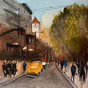 My project in Urban Landscapes in Watercolor course. Watercolor Painting project by susiemceldowney_1 - 06.29.2020