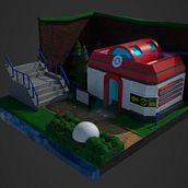 Low Poly Pokecenter Diorama. 3D, e Design de videogames projeto de Gustavo Olaio - 01.03.2020