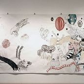  "Under the surface" 215 cm x 820 cm, mixed media on fine canvas. Traditional illustration, Fine Arts, Street Art, and Artistic Drawing project by Karina Mosegård - 01.18.2023